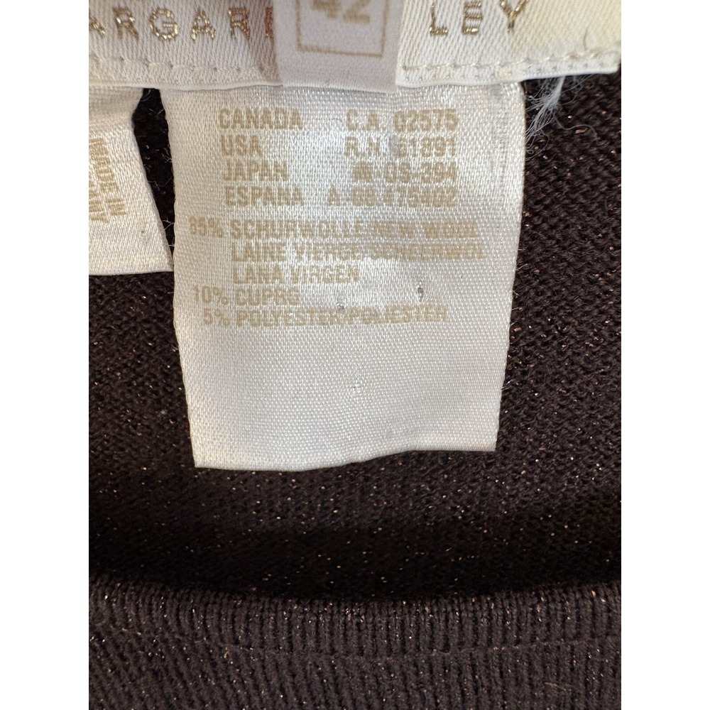 Vintage Escada Margaretha Ley Wool Blend Short‎ Sleeve Top Brown Glitter Sz 42/L - Picture 3 of 4